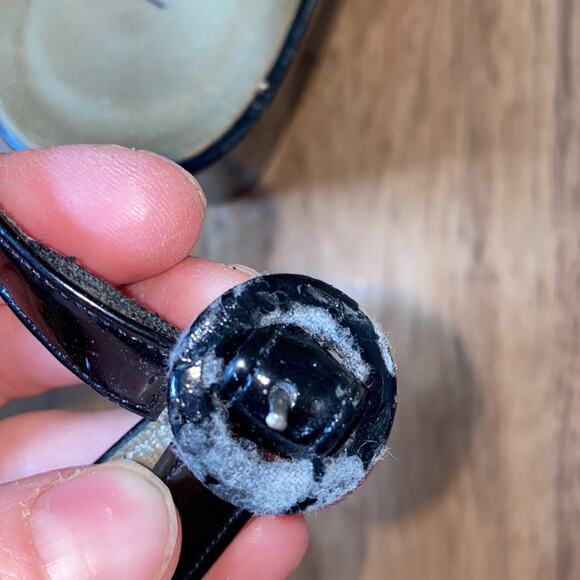 Yves St. Laurent Black Patent Leather Square Peep Toe Vintage Platforms Sz 9 - Picture 7 of 8